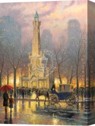 Water Canvas Paintings - Chicago Water Tower by Thomas Kinkade