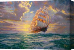 Le Depart En Voyage De Noces Canvas Paintings - Courageous Voyage by Thomas Kinkade