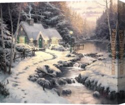 Evening Mood Canvas Paintings - Evening Glow by Thomas Kinkade