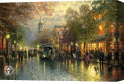 Evening Mood Canvas Paintings - Evening on the Avenue by Thomas Kinkade