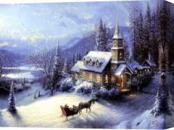 Kinkade Canvas Paintings - Home For Christmas by Thomas Kinkade