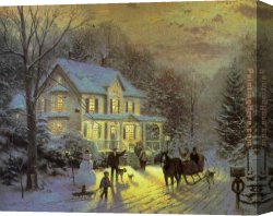 A Holiday Gathering Canvas Paintings - HOME FOR THE HOLIDAYS by Thomas Kinkade