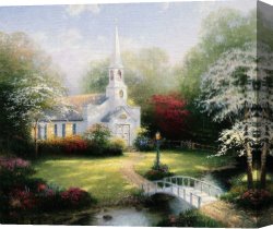 Hometown Canvas Paintings - Hometown Chapel by Thomas Kinkade