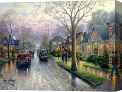 Hometown Canvas Paintings - Hometown Christmas by Thomas Kinkade