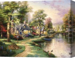 Hometown Canvas Paintings - Hometown Lake by Thomas Kinkade