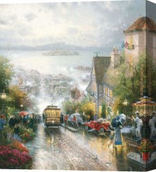 Basilica Di San Marco Canvas Paintings - HYDE STREET AND THE BAY SAN FRANCISCO by Thomas Kinkade