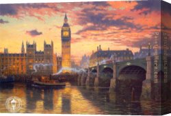 Kinkade Canvas Paintings - London by Thomas Kinkade