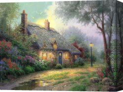 Dordrecht Harbour by Moonlight Canvas Paintings - Moonlight Cottage by Thomas Kinkade