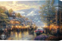 Hunter Mountain, Twilight Canvas Paintings - Mountain Memories by Thomas Kinkade
