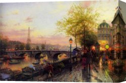 Thomas Doughty Canvas Paintings - PARIS EIFFEL TOWER by Thomas Kinkade