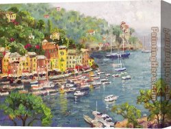 Mediterranean Canvas Paintings - Portofino by Thomas Kinkade