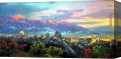 Lake Arrowhead Canvas Paintings - Salt Lake, City of Lights by Thomas Kinkade