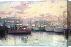 Basilica Di San Marco Canvas Paintings - San Francisco Fisherman's Wharf by Thomas Kinkade