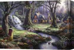 Thomas Doughty Canvas Paintings - Snow White discovers the cottage by Thomas Kinkade