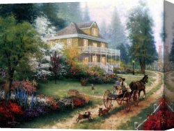 Sunday Afternoon on The Island of La Grande Jatte Canvas Paintings - Sunday at Apple Hill by Thomas Kinkade