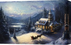 Sunday Afternoon on The Island of La Grande Jatte Canvas Paintings - Sunday Evening Sleigh Ride by Thomas Kinkade