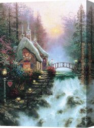 Childhood Sweethearts Canvas Paintings - Sweetheart Cottage II by Thomas Kinkade