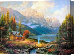 Thomas Doughty Canvas Paintings - The Beginning of a Perfect Day by Thomas Kinkade