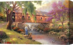 Hole Canvas Paintings - The old fishing hole by Thomas Kinkade