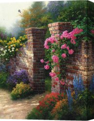 Golding Constable's Flower Garden Canvas Paintings - The Rose Garden by Thomas Kinkade