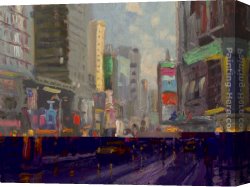 Square Canvas Paintings - Time Square by Thomas Kinkade
