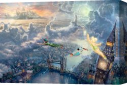 Peter Von Cornelius Canvas Paintings - Tinker Bell and Peter Pan Fly to Neverland by Thomas Kinkade