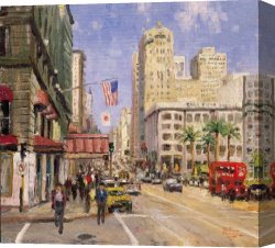 Square Canvas Paintings - Union Square San Francisco by Thomas Kinkade