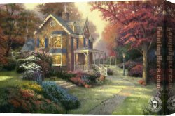 Autumn Canvas Paintings - Victorian Autumn by Thomas Kinkade