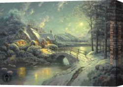 Dordrecht Harbour by Moonlight Canvas Paintings - xmas moonlight by Thomas Kinkade