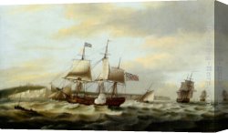 Cliff Canvas Paintings - A Merchant Ship Signaling for a Pilot of the Cliffs of Dover by Thomas Luny
