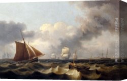 Mediterranean Shipping Canvas Paintings - Shipping Off The Coast by Thomas Luny