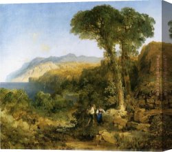 Amalfi Dia Cappuccini 1 Canvas Paintings - Amalfi Coast by Thomas Moran