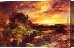 Lake Como Sunset Sail Canvas Paintings - An Arizona Sunset Near the Grand Canyon by Thomas Moran