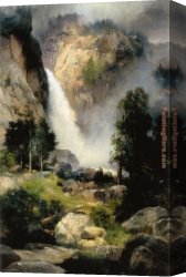 Valley of The Yosemite Canvas Paintings - Cascade Falls Yosemite by Thomas Moran