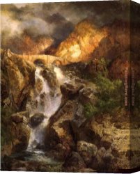 Water Canvas Paintings - Cascading Water by Thomas Moran