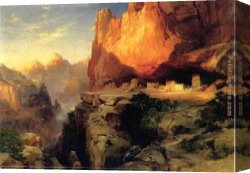 Cliff Canvas Paintings - Cliff Dwellers by Thomas Moran
