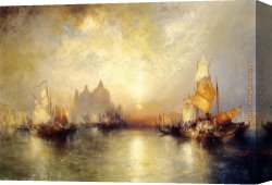 The Doge's Palace From The Entrance to The Grand Canal Canvas Paintings - Entrance to the Grand Canal, Venice by Thomas Moran