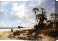 Island Hole at Sawgrass Canvas Paintings - Fort George Island I by Thomas Moran
