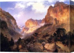 Gateway Canvas Paintings - Golden Gateway to the Yellowstone by Thomas Moran