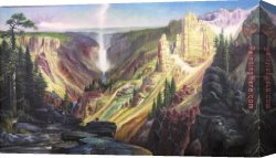 Yellowstone Canvas Paintings - Grand Canyon of Yellowstone B by Thomas Moran