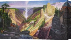 Yellowstone Canvas Paintings - Grand Canyon of Yellowstone C by Thomas Moran