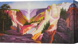 Yellowstone Canvas Paintings - Grand Canyon of Yellowstone E by Thomas Moran