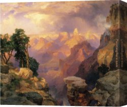 Grand Canvas Paintings - Grand Canyon with Rainbows by Thomas Moran