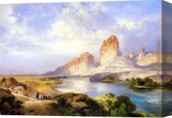Nearing Camp on The Upper Colorado River Canvas Paintings - Green River, Wyoming by Thomas Moran