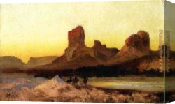 Indian Sacrifice Canvas Paintings - Indians at the Green River by Thomas Moran
