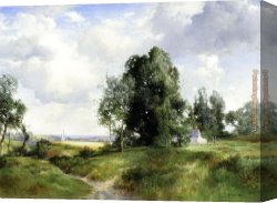 Windmill at Zaandam 2 Canvas Paintings - Old Windmill, East Hampton, Long Island, New York by Thomas Moran
