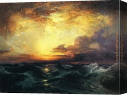 Lake Como Sunset Sail Canvas Paintings - Pacific Sunset by Thomas Moran