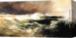 East Bergholt Rectory Canvas Paintings - Stranded Ship on East Hampton Beach by Thomas Moran