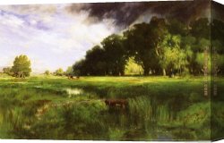 Summer Canvas Paintings - Summer Squall by Thomas Moran
