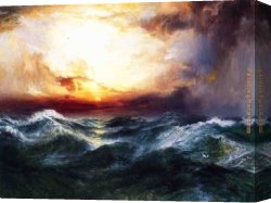 Peace in The Midst of The Storm Canvas Paintings - Sunset after a Storm by Thomas Moran